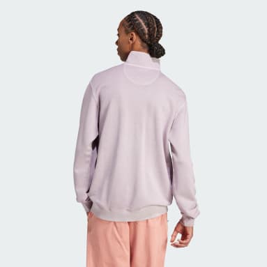 Men Originals Purple Trefoil Essentials+ Dye Half Zip Crew Sweatshirt