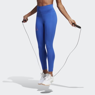 Legging 7/8 De Treino De Cós Alto Optime Hyperbright Azul Mulher Training