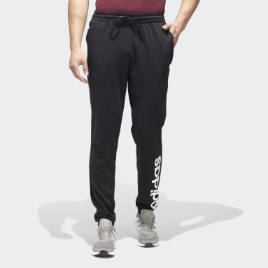 Men Training Black ESSENTIALS LINEAR FRENCH TERRY TAPERED PANTS
