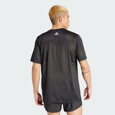 Men Running Black Running Adizero City Series Graphic Tee