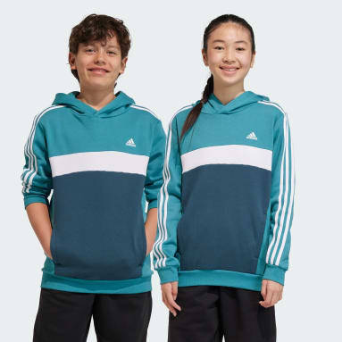 Kids Sportswear Turquoise Tiberio 3-Stripes Colorblock Fleece Hoodie Kids