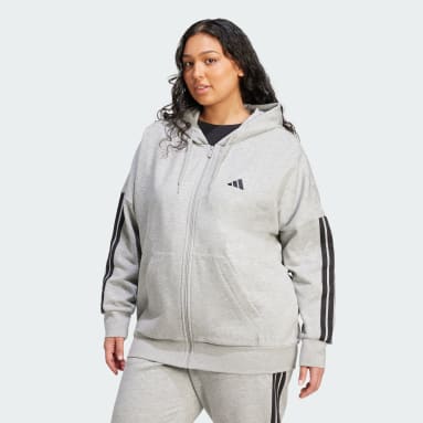 Essentials 3-Stripes Full-Zip Fleece Hoodie (Plus Size)