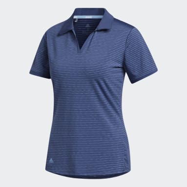 Women Golf Blue Ultimate365 Space-Dyed Striped Golf Polo Shirt