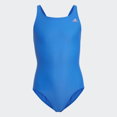 Girls Swimming Blue Solid Fitness Swimsuit