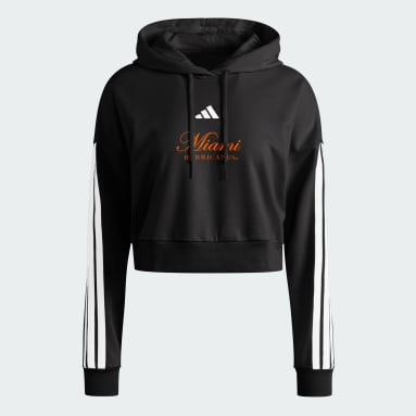 Miami Hurricanes Essentials 3-Stripes Crop Hoodie