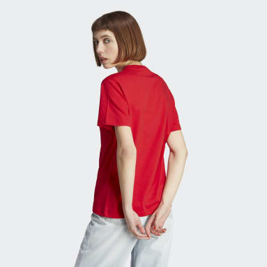 Dam Originals Röd Adicolor Classics Trefoil T-shirt