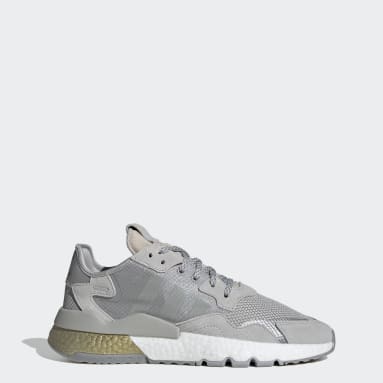 adidas originals white and grey nite jogger trainers