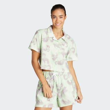 Playera Polo Corta Estampado Floral Tejida