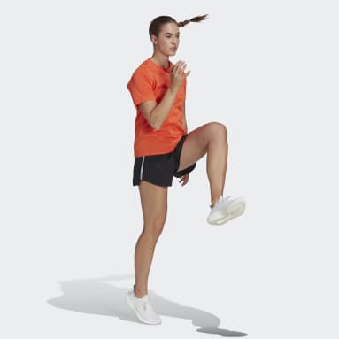 Women Running Orange Run Icons Running Tee