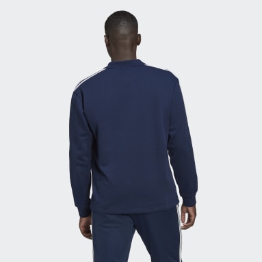 Männer Originals adicolor 3-Streifen Long Sleeve Poloshirt Blau
