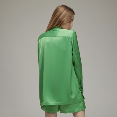Women's Y-3 Green Y-3 Classic Tech Silk Utility Shirt