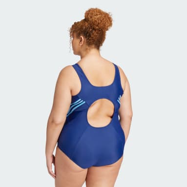 Women Sportswear Blue 3-Stripes Swim Suit (Plus Size)