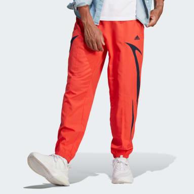 Men sportswear Red Colourblock Woven Pants
