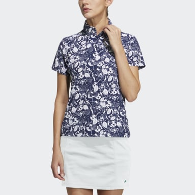 Women Golf Blue Play Green Graphic Polo Shirt