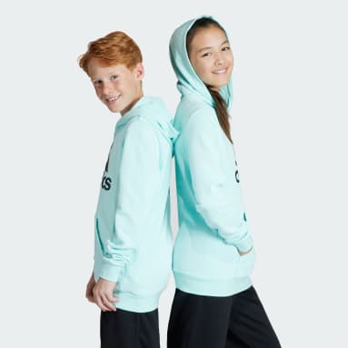 Youth 8-16 Years Sportswear Turquoise Big Logo Essentials Cotton Hoodie