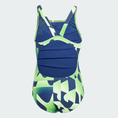 Costume da bagno Performance 3-Stripes Graphic Junior Verde Ragazza Nuoto