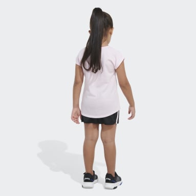 Children Sportswear Pink GRAPHIC TEE  MESH SHORT SET