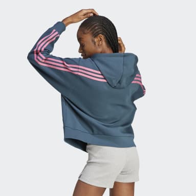Buzo con Capucha Future Icons 3 Rayas Cierre Frontal Turquesa Mujer Sportswear