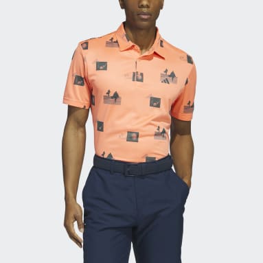 Men Golf Orange Allover-Print Polo Shirt