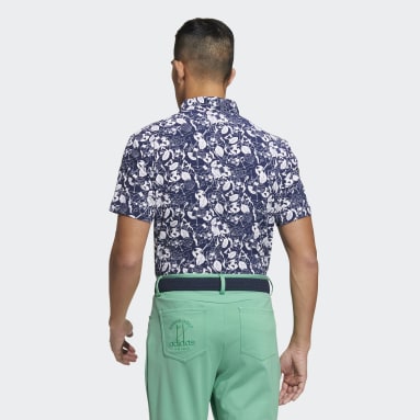 Men's Golf Blue Play Green Graphic Polo Shirt