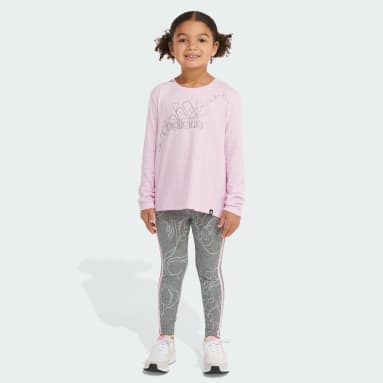 ADIDAS Girls Graphic Leggings 7-8 Years Grey Cotton, Vintage & Second-Hand  Clothing Online