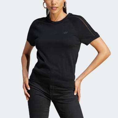 Women Lifestyle Black 블루 버전 니트 반팔 티