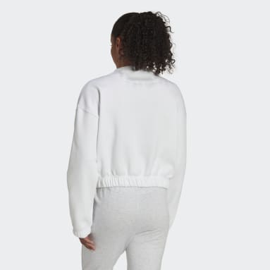 Women's Sportswear White Studio Lounge Loose Fit Sweatshirt