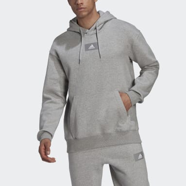 Sweat-shirt à capuche en molleton de coton à emmanchures tombantes Essentials FeelVivid Gris Hommes Sportswear
