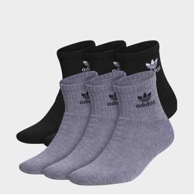 Originals Grey Trefoil Quarter Socks 6 Pairs