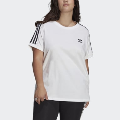 Women Originals White Adicolor Classics 3-Stripes T-Shirt (Plus Size)