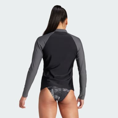 Blusa Manga Longa Rash Guard Preto Mulher Natação