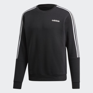 Erkek Sportswear Siyah Essentials 3-Stripes Crew Sweatshirt