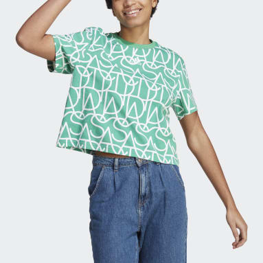Women sportswear Green Allover adidas Graphic Boyfriend Tee