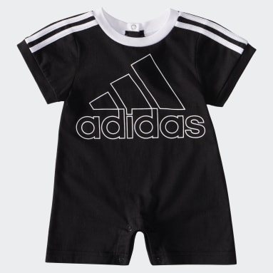 Infant & Toddler Training Black 3-Stripes Cotton Shortie Romper