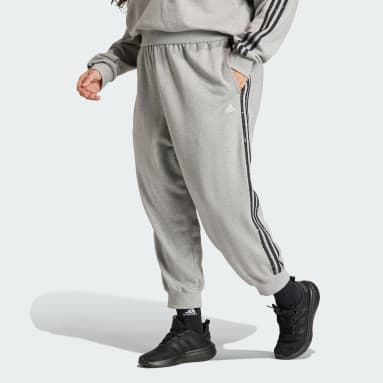 Adidas Sweatpants Mens L Smoke Grey Black 3 Stripes Baggy Fit