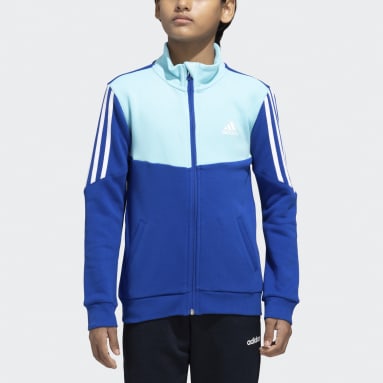 Girls Training Blue COLOR BLOCK 3 STRIPES FL TRACK TOP