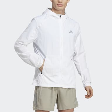 남성 Running White 마라톤 웜업 재킷