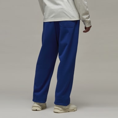 Men Y-3 Blue Y-3 Organic Cotton Terry Cuff Straight Pants