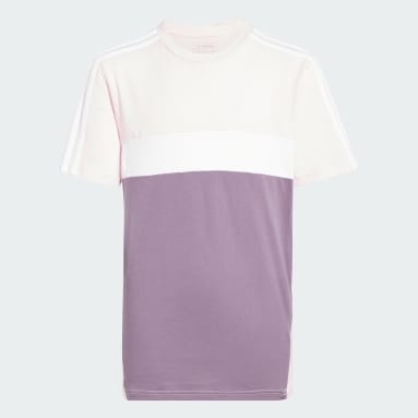 Tiberio 3-Stripes Colorblock Cotton T-skjorte, barn Rosa