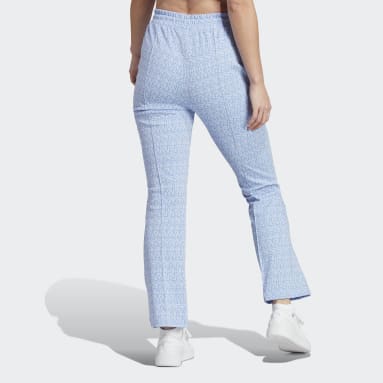 Women Training Blue Allover adidas Graphic High-Rise Flare Pants