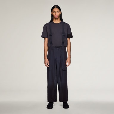 Y-3 CRINKLE VISCOSE SUSPENDER PANTS