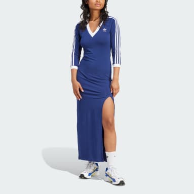 Ženy Originals modrá Šaty Adicolor Classics 3-Stripes Maxi