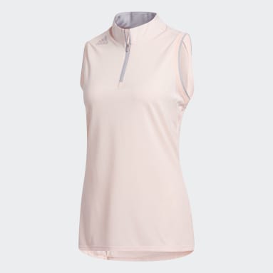 Women Golf Pink Gradient Quarter-Zip Sleeveless Polo Shirt