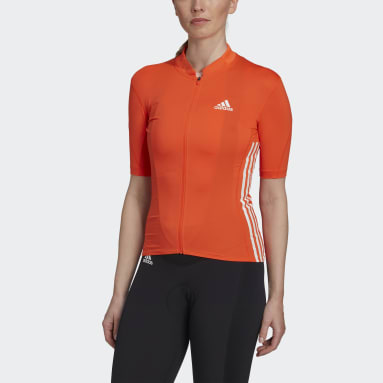 Maillot de ciclismo manga corta Naranja Mujer Ciclismo
