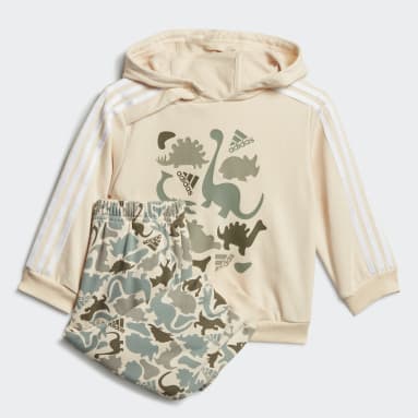 Infant & Toddlers 0-4 Years Sportswear Beige Dino Camo Allover Print French Terry Jogger Set