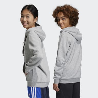 Polerón con Capucha Essentials Logo Grande Gris Niño Sportswear