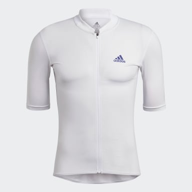 Maillot - Playera de Ciclismo Manga Corta Blanco Hombre Ciclismo