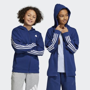 Kinder Sportswear Future Icons 3-Streifen Kapuzenjacke Blau