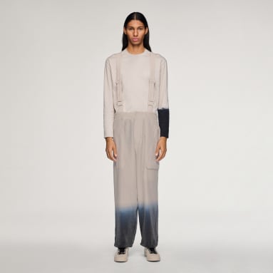 Y-3 CRINKLE VISCOSE SUSPENDER PANTS