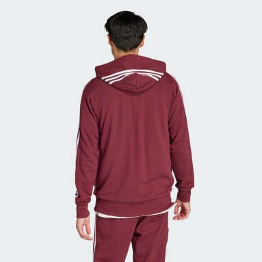 Casaco com Capuz em Moletão 3-Stripes Essentials Bordô Homem Sportswear